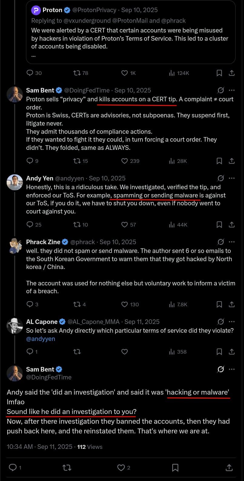 DoingFedTime response to Proton CEO