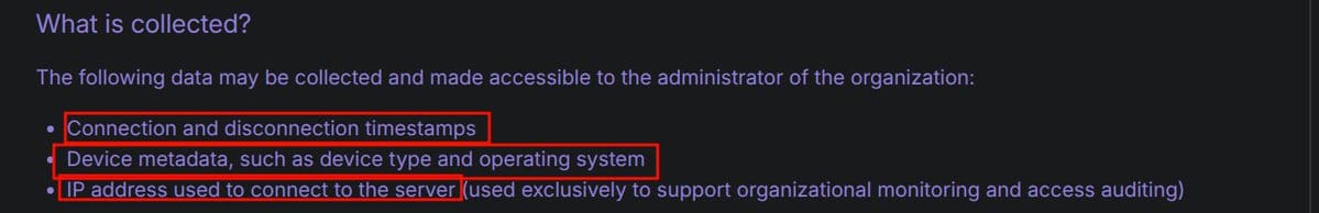 Business VPN privacy policy